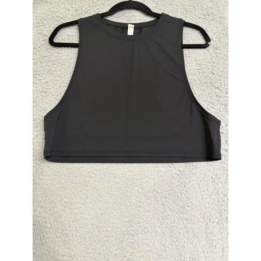 Lululemon Women Tank Top 6 Black Muscle Love Crop Activewear Crew Neck Pullover